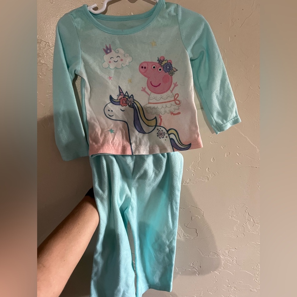 Peppa‎ Pig Blue and Pink Pajama Set with Unicorn Design